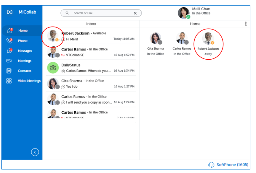MS Teams Away status changed manually reflected in Mitel Client